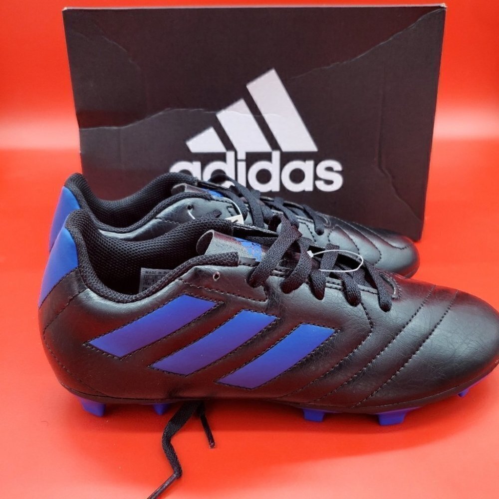 Adidas Boys Goletto Vii Fg J Black/Royal Soccer Shoes FV2894 5 Youth NWT